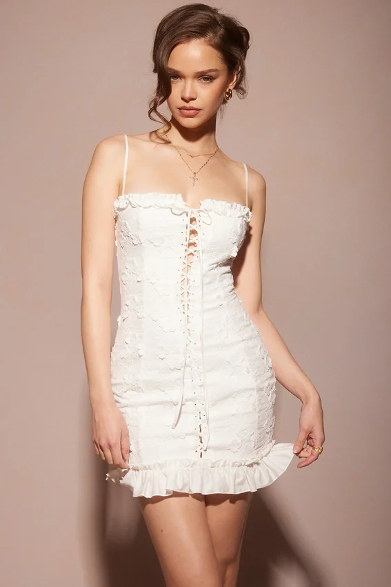 Marlene White Cotton Broderie Anglais Mini Dress Marlene White Cotton Broderie Anglais Mini Dress