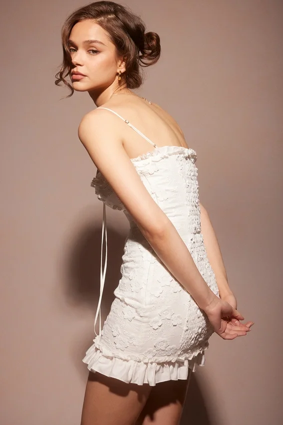 Marlene White Cotton Broderie Anglais Mini Dress Marlene White Cotton Broderie Anglais Mini Dress