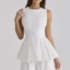 Marnie White Cotton Fitted Lace-Trim Top