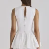 Marnie White Cotton Fitted Lace-Trim Top