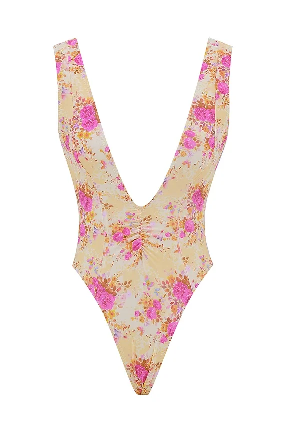 Martinique Floral Print Plunge Swimsuit Martinique Floral Print Plunge Swimsuit