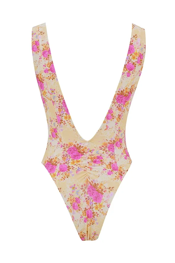 Martinique Floral Print Plunge Swimsuit Martinique Floral Print Plunge Swimsuit