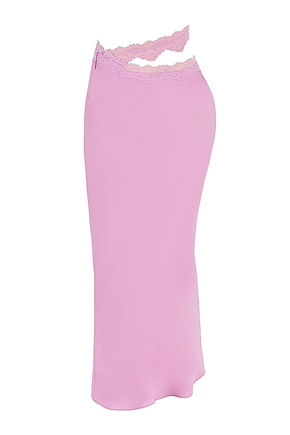 Mathilda Pink Lace Trim Maxi Skirt Mathilda Pink Lace Trim Maxi Skirt