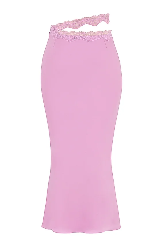 Mathilda Pink Lace Trim Maxi Skirt Mathilda Pink Lace Trim Maxi Skirt
