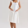 Mathilde White Cotton Broderie Anglaise Trim Midi Dress Mathilde White Cotton Broderie Anglaise Trim Midi Dress