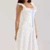 Mathilde White Cotton Broderie Anglaise Trim Midi Dress Mathilde White Cotton Broderie Anglaise Trim Midi Dress