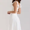 Mathilde White Cotton Broderie Anglaise Trim Midi Dress Mathilde White Cotton Broderie Anglaise Trim Midi Dress