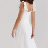 Mathilde White Cotton Broderie Anglaise Trim Midi Dress Mathilde White Cotton Broderie Anglaise Trim Midi Dress