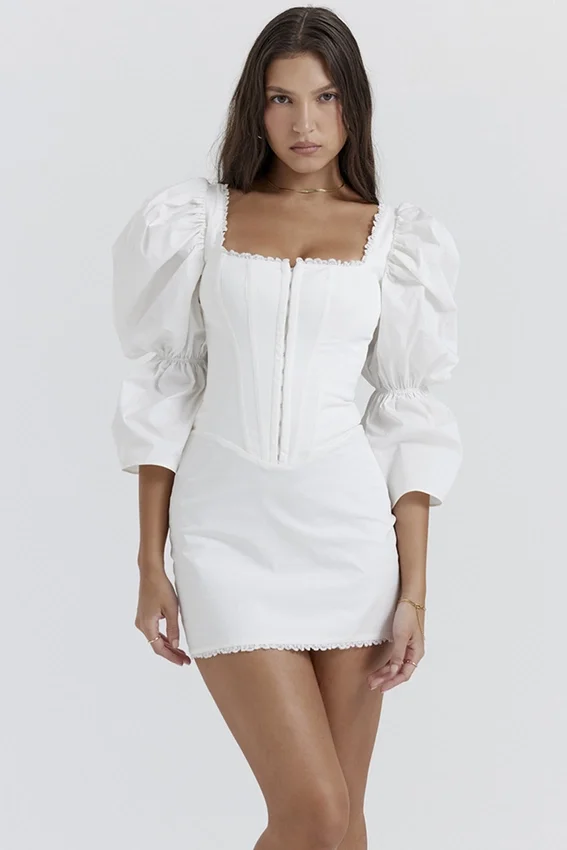 Matilda White Puff Sleeve Corset Dress Matilda White Puff Sleeve Corset Dress