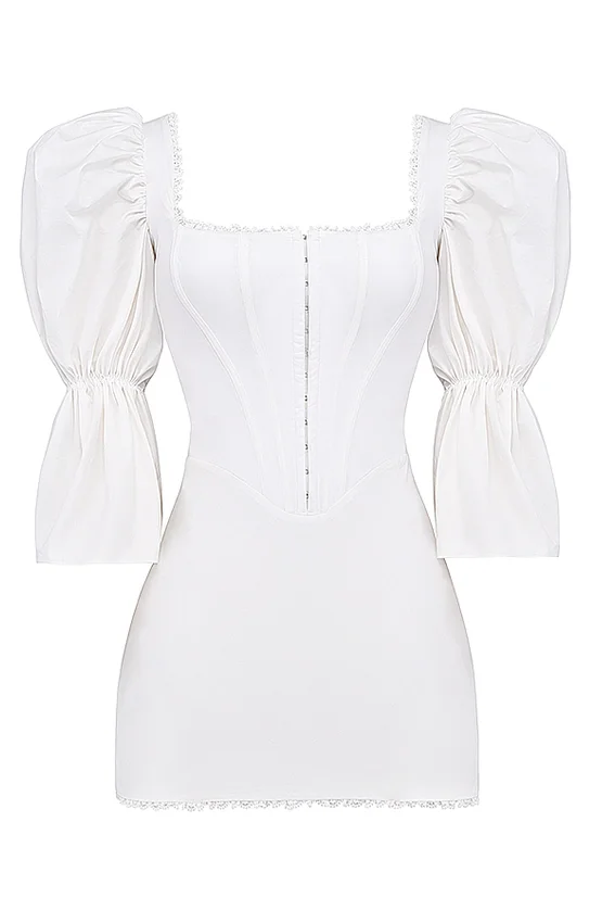 Matilda White Puff Sleeve Corset Dress Matilda White Puff Sleeve Corset Dress