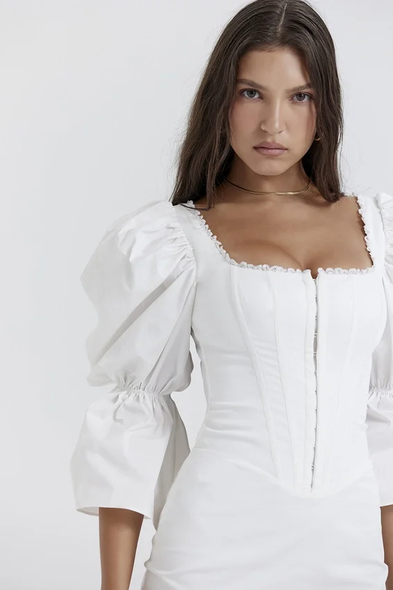 Matilda White Puff Sleeve Corset Dress Matilda White Puff Sleeve Corset Dress