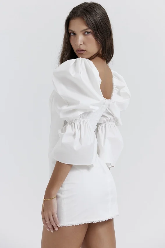 Matilda White Puff Sleeve Corset Dress Matilda White Puff Sleeve Corset Dress