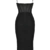 Maya Black Ruched Midi Dress