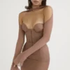 Mayara Mocha Structured Corset Mini Dress