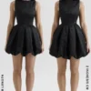 Melika Black Backless Embroidered Mini Puffball Dress
Melika Black Backless Embroidered Mini Puffball Dress