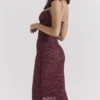 Melina Mulberry Lace Midi Dress