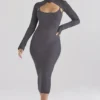 Meliora Charcoal Knit Midi Dress Meliora Charcoal Knit Midi Dress
