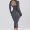 Meliora Charcoal Knit Midi Dress Meliora Charcoal Knit Midi Dress