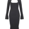 Meliora Charcoal Knit Midi Dress Meliora Charcoal Knit Midi Dress