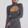 Meliora Charcoal Knit Midi Dress Meliora Charcoal Knit Midi Dress