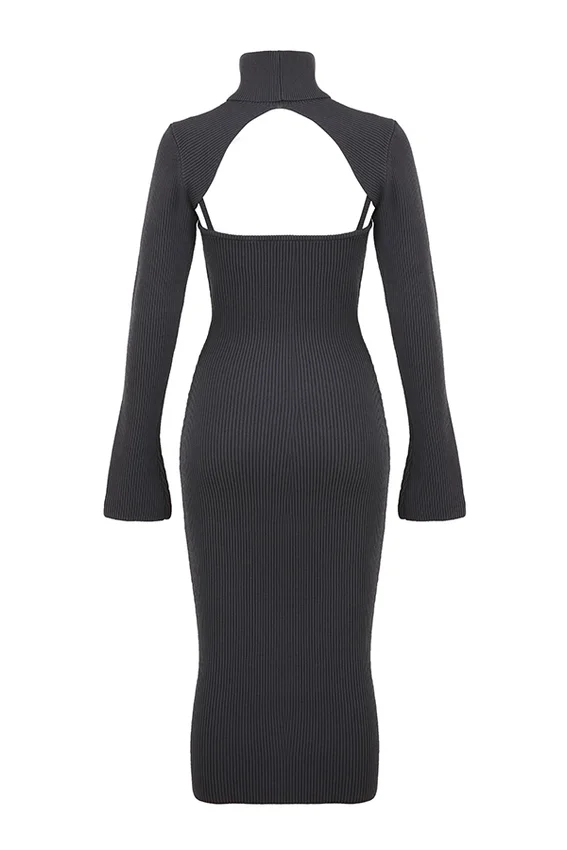 Meliora Charcoal Knit Midi Dress Meliora Charcoal Knit Midi Dress