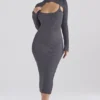 Meliora Charcoal Knit Midi Dress Meliora Charcoal Knit Midi Dress