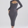 Meliora Charcoal Knit Midi Dress Meliora Charcoal Knit Midi Dress