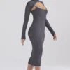 Meliora Charcoal Knit Midi Dress Meliora Charcoal Knit Midi Dress