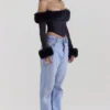 Merle Black Faux Fur Trim Corset