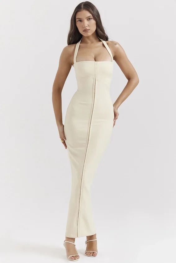 Mia Ecru Halter Maxi Dress Mia Ecru Halter Maxi Dress