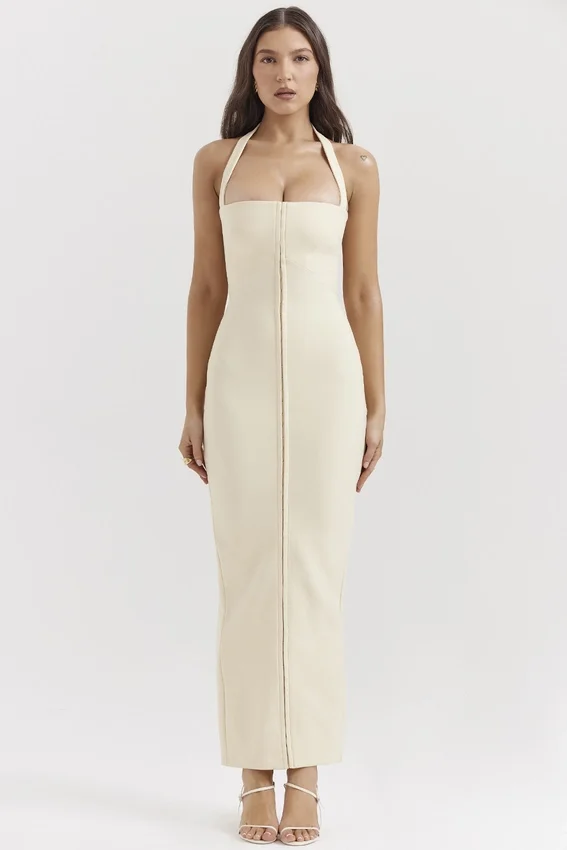 Mia Ecru Halter Maxi Dress Mia Ecru Halter Maxi Dress