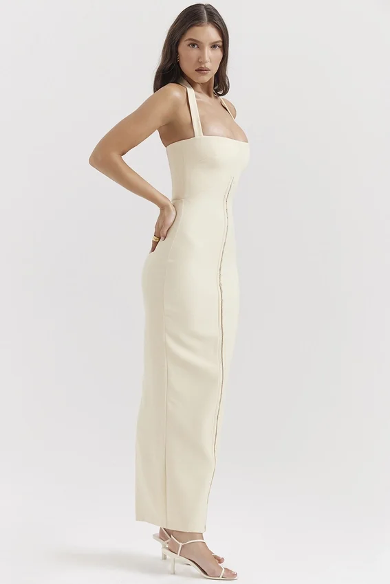Mia Ecru Halter Maxi Dress Mia Ecru Halter Maxi Dress