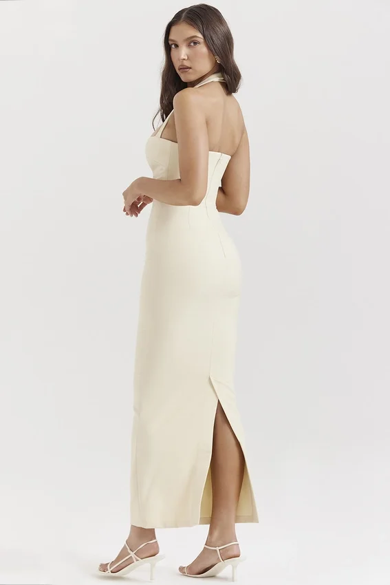 Mia Ecru Halter Maxi Dress Mia Ecru Halter Maxi Dress