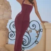 Mia Mulberry Twill Halter Maxi Dress