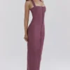 Mia Mulberry Twill Halter Maxi Dress