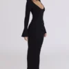 Mila Black Flute Sleeve Maxi Dress Mila Black Flute Sleeve Maxi Dress