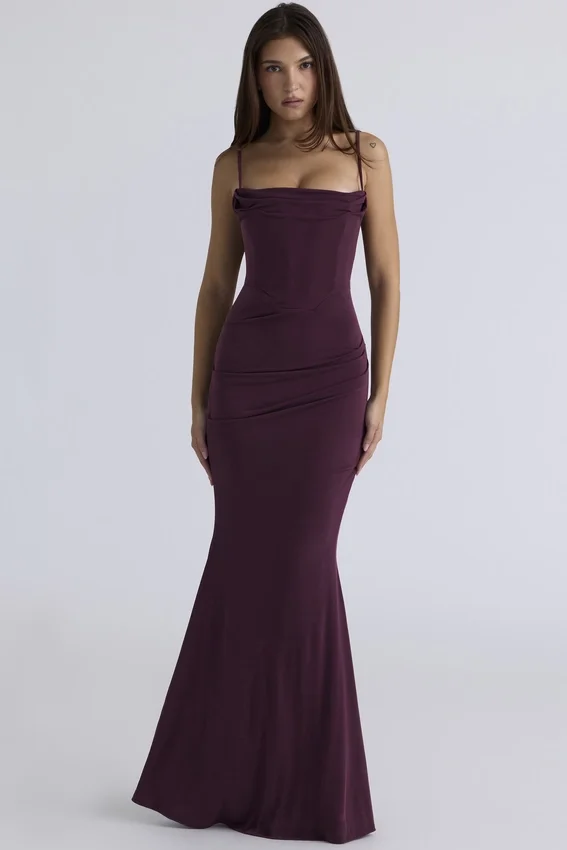 Milena Dark Cherry Corset Maxi Dress Milena Dark Cherry Corset Maxi Dress