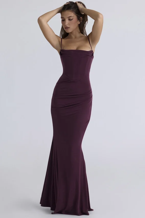 Milena Dark Cherry Corset Maxi Dress Milena Dark Cherry Corset Maxi Dress