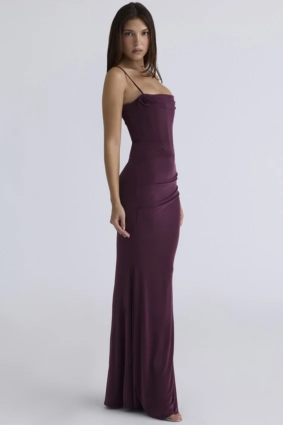 Milena Dark Cherry Corset Maxi Dress Milena Dark Cherry Corset Maxi Dress