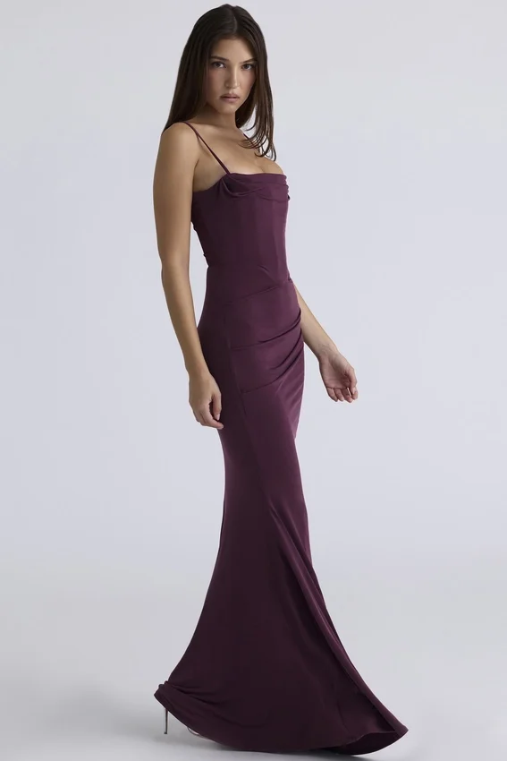 Milena Dark Cherry Corset Maxi Dress Milena Dark Cherry Corset Maxi Dress