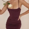Milena Dark Cherry Corset Maxi Dress Milena Dark Cherry Corset Maxi Dress