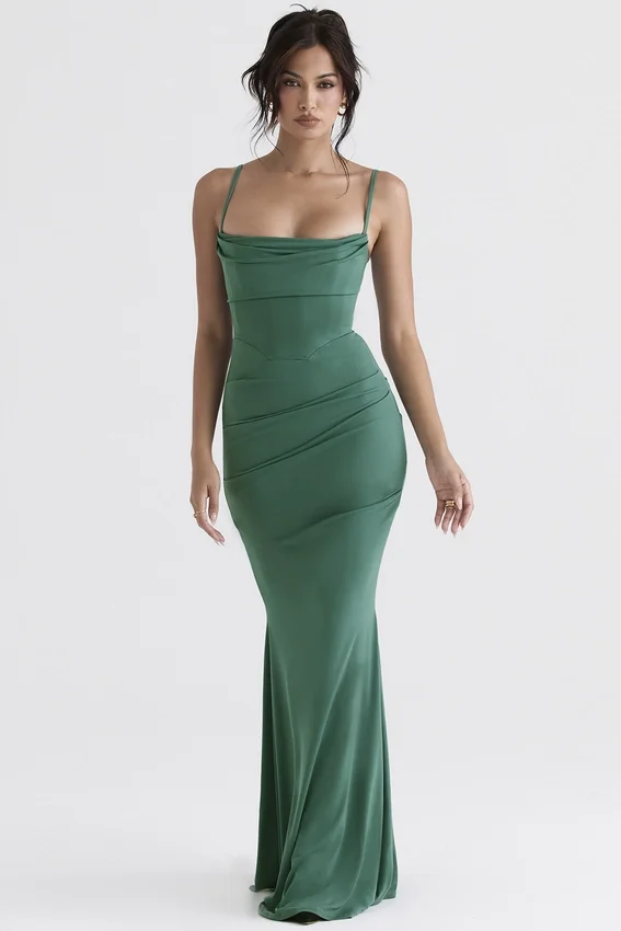 Milena Forest Corset Maxi Dress Milena Forest Corset Maxi Dress