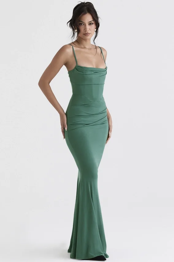 Milena Forest Corset Maxi Dress Milena Forest Corset Maxi Dress