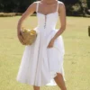 Milia White Broderie Anglais & Cotton Midi Dress Milia White Broderie Anglais & Cotton Midi Dress