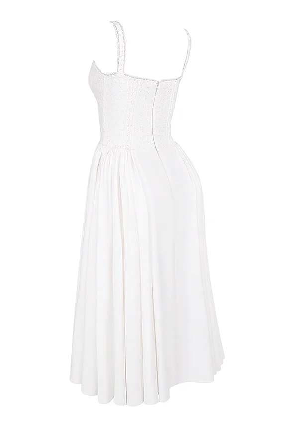 Milia White Broderie Anglais & Cotton Midi Dress Milia White Broderie Anglais & Cotton Midi Dress