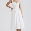 Milia White Broderie Anglais & Cotton Midi Dress Milia White Broderie Anglais & Cotton Midi Dress