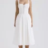 Milia White Broderie Anglais & Cotton Midi Dress Milia White Broderie Anglais & Cotton Midi Dress