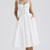 Milia White Broderie Anglais & Cotton Midi Dress Milia White Broderie Anglais & Cotton Midi Dress