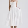 Milia White Broderie Anglais & Cotton Midi Dress Milia White Broderie Anglais & Cotton Midi Dress