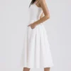 Milia White Broderie Anglais & Cotton Midi Dress Milia White Broderie Anglais & Cotton Midi Dress